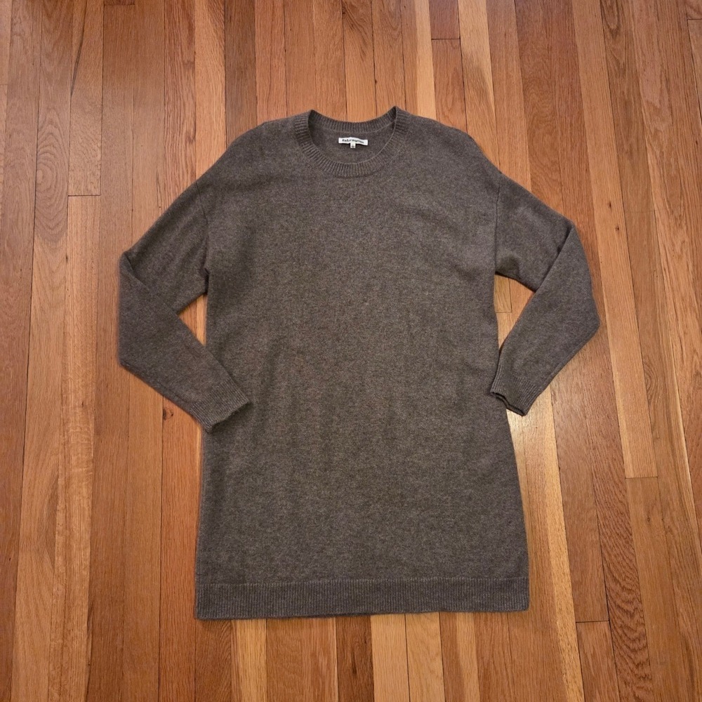 Reformation Henrietta 100% Cashmere Long Sleeve Sweater Dress in Cocoa, Sz L - Picture 7 of 12